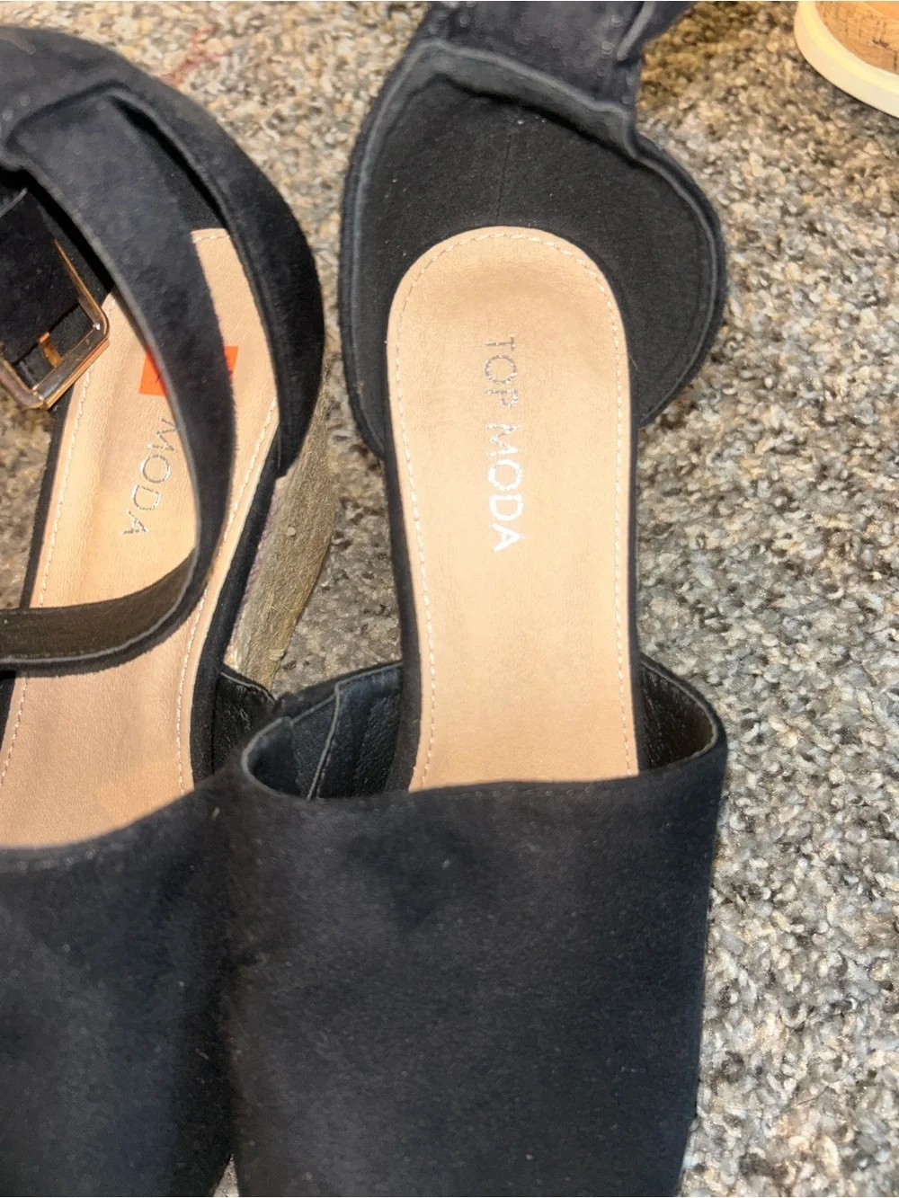 TOP Moda Black Espadrille Wedge Sandals with Ankle Strap